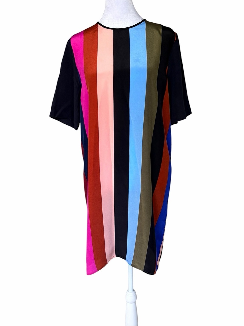 Diane Von Furstenberg Multicolor 100% Silk Vertical Stripe Mini Dress